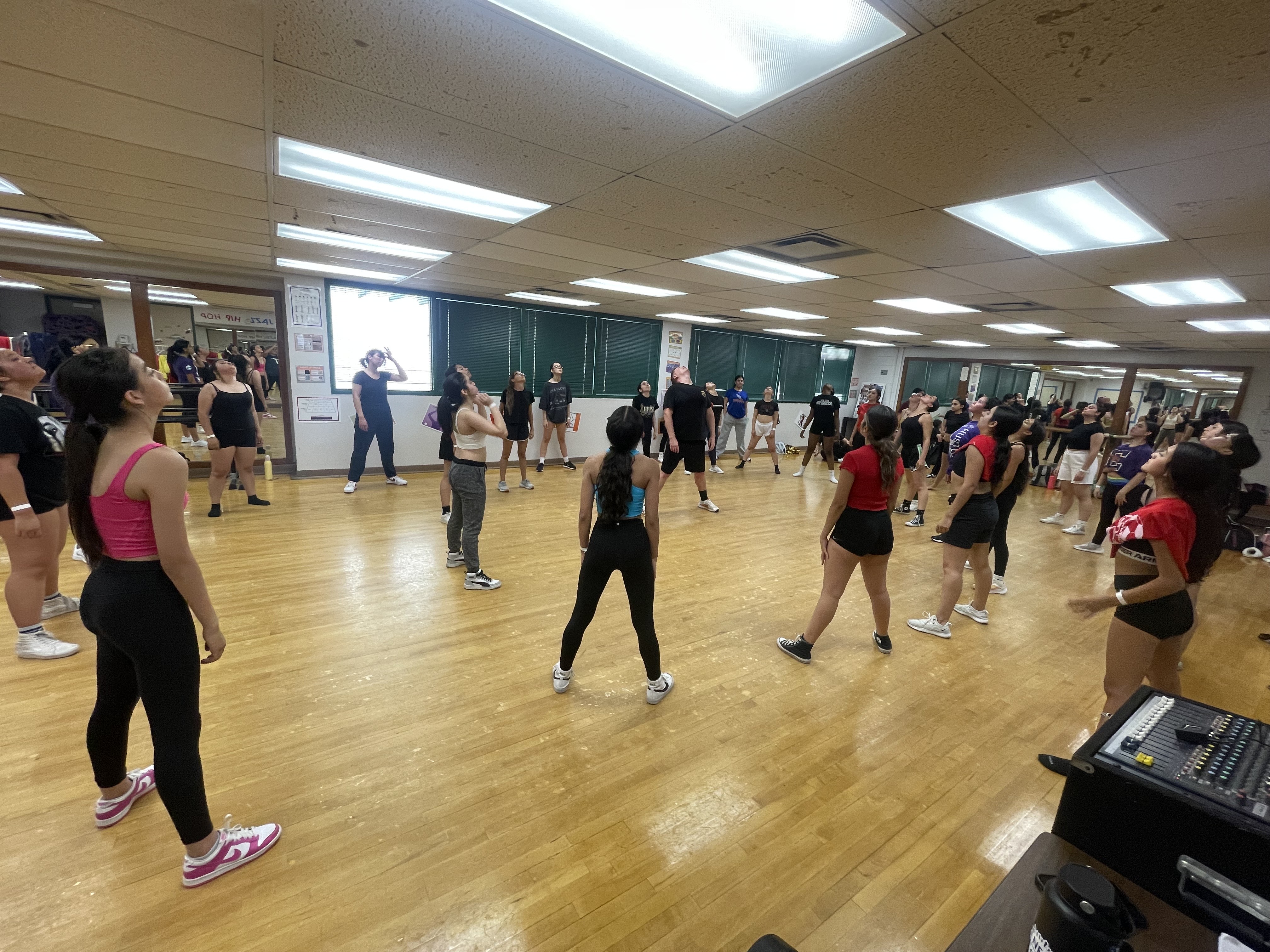 Group warm up during dance camp